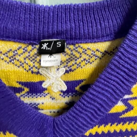 LSU Sweater Vest Mens Small VNeck Ugly Sweater Louisiana Tigers Purple Gold - Picture 3 of 4